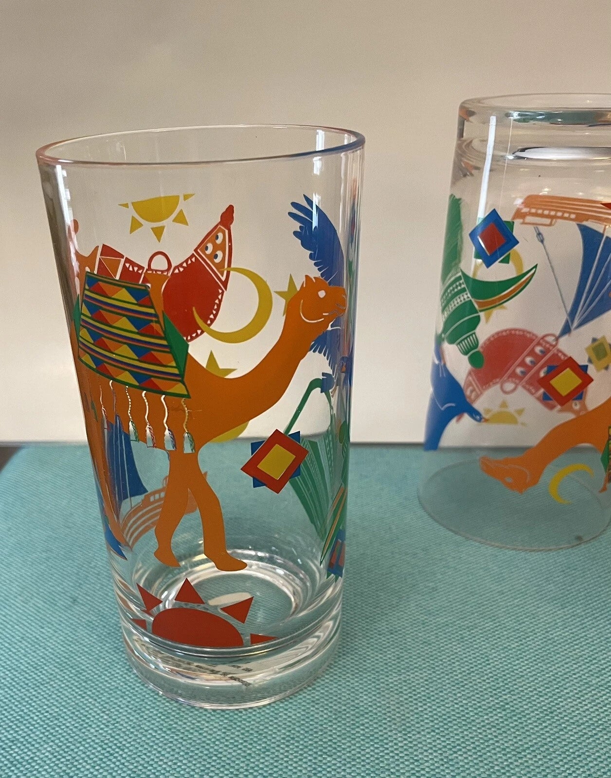 Four Arab Motifs Shatterproof Glasses Acrylic Camel, Hawk, Moon, Arabia | eBay