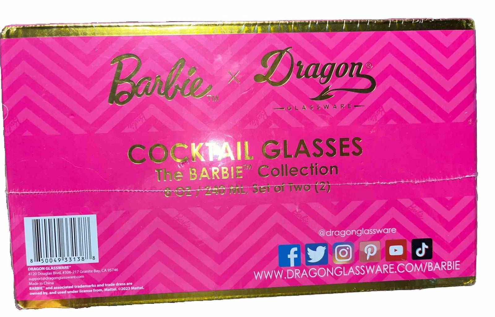 Barbie x Dragon Glassware Cocktail Pink & Magenta Double Wall 2/B6 Barbie Core | eBay