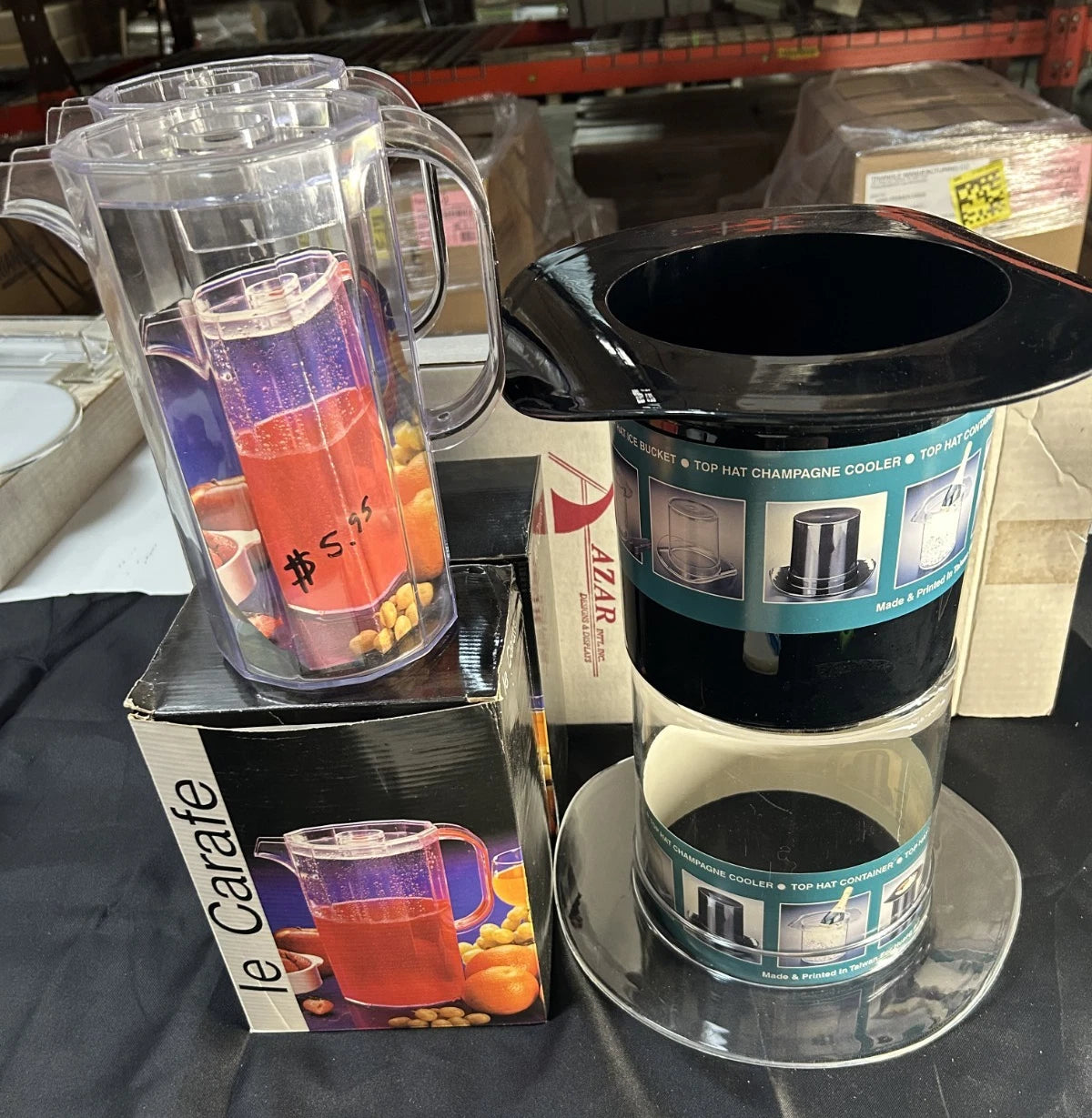 6 Piece Drinkware - 2 Retro Top Hat Ice Buckets & 4 Le Carafes Pitchers NEW D25 | eBay