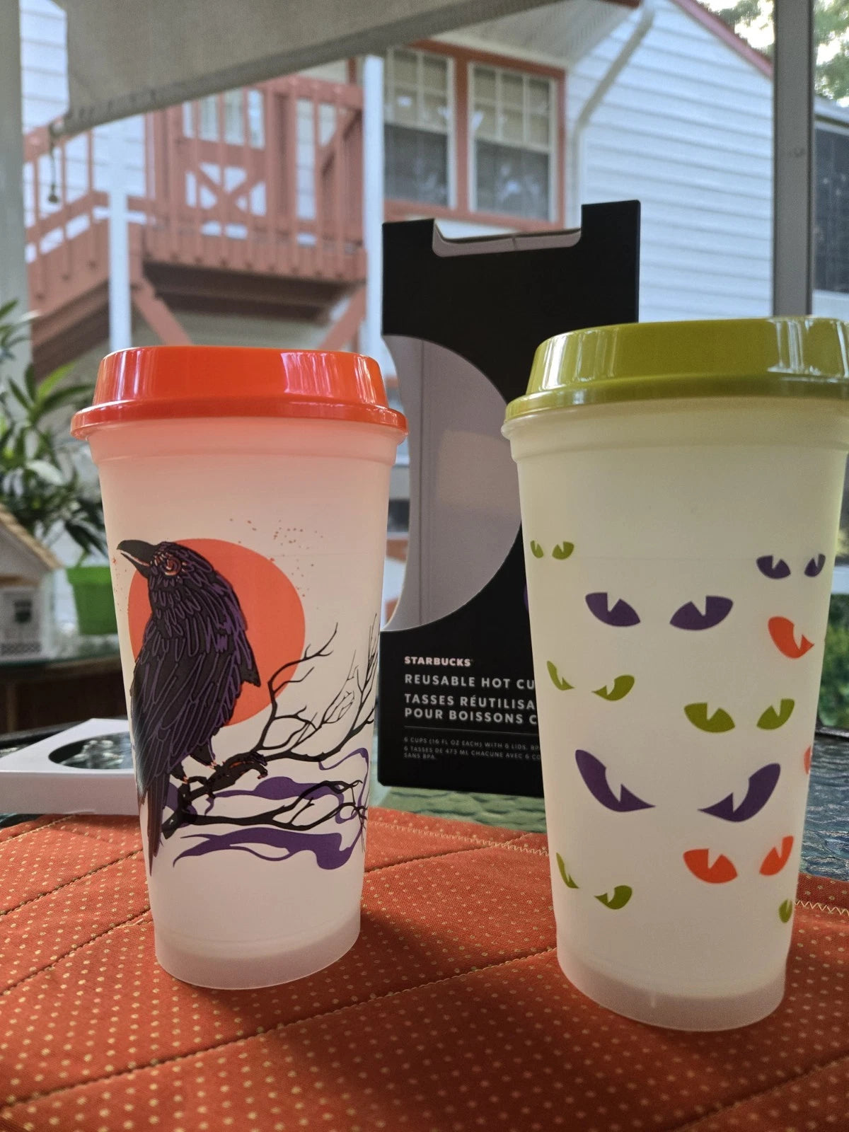STARBUCKS Halloween Reusable Hot Cups Glow In The Dark Set Of 6 2022 W/Lids NEW | eBay