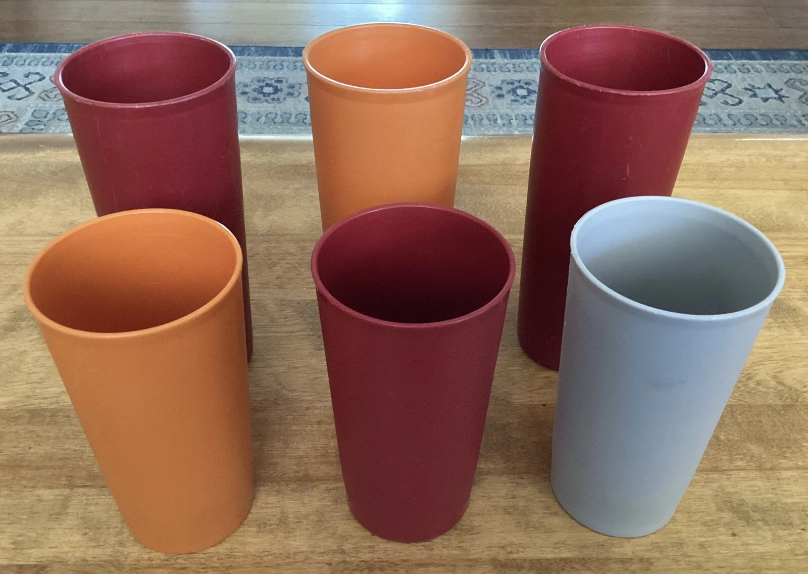 Lot of 6 VTG TUPPERWARE Tumblers, 2 Sizes, Dark Red, Orange, Gray, USA | eBay