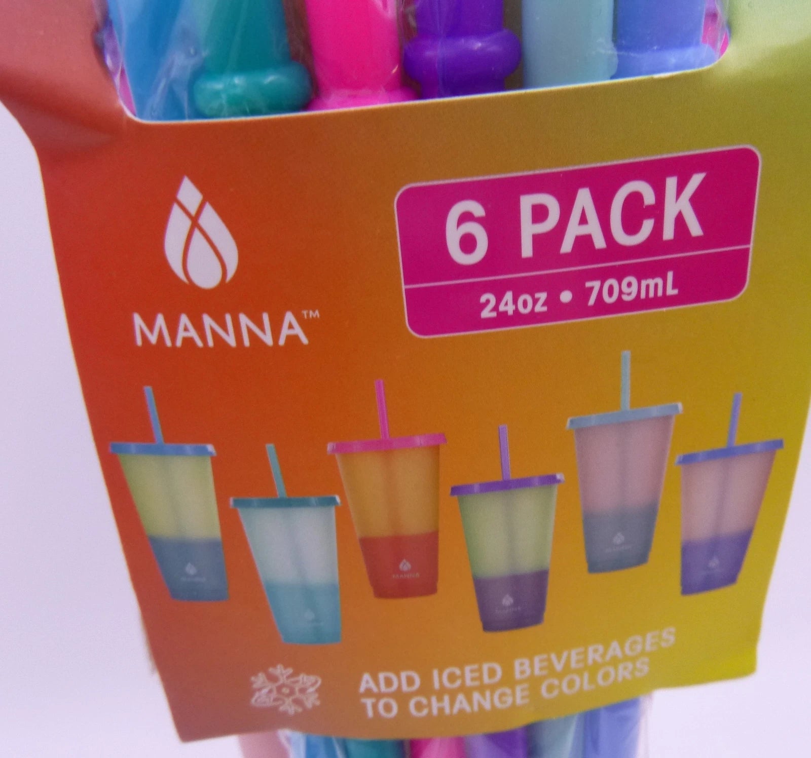 Manna Color Changing Tumbler Cups & Straws 24 oz Lids Cold Set Of 6 NIP | eBay