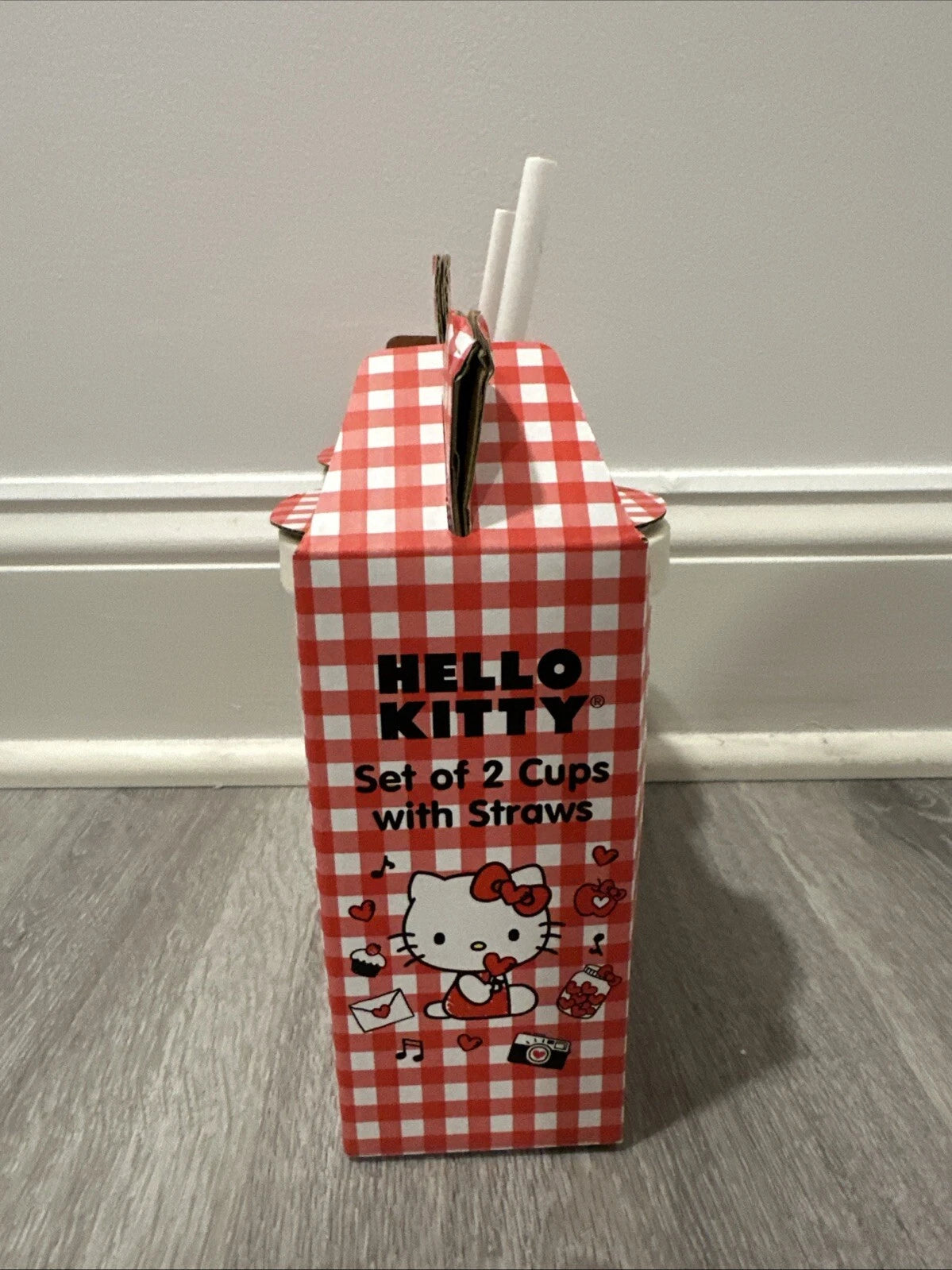 Hello Kitty Valentines Tumbler/Set Of 2 Cups with Straws/Hearts, Heart Glasses. | eBay