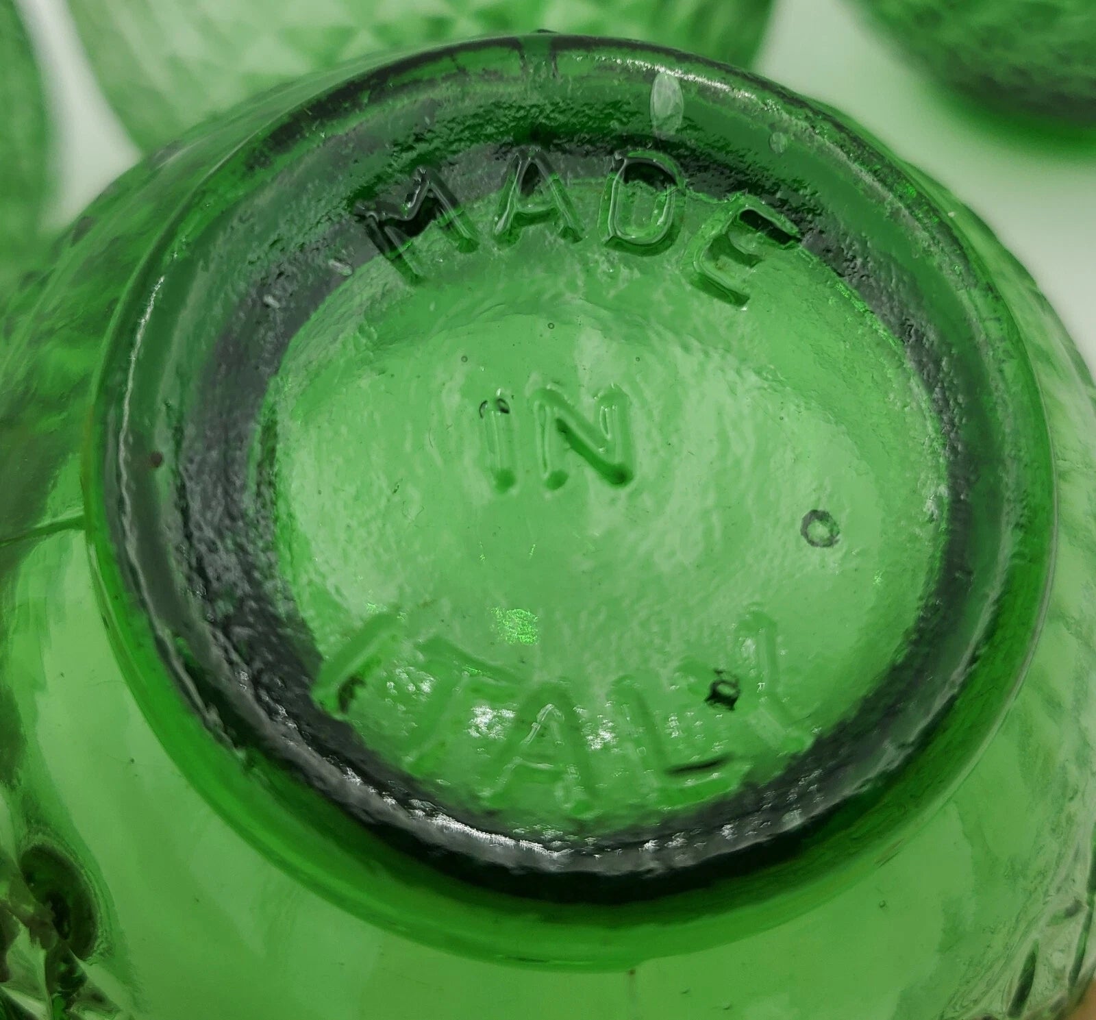 5 Vintage Empoli Diamond Point Glass Green Roly Poly Tumbler Italy Rare Italian | eBay