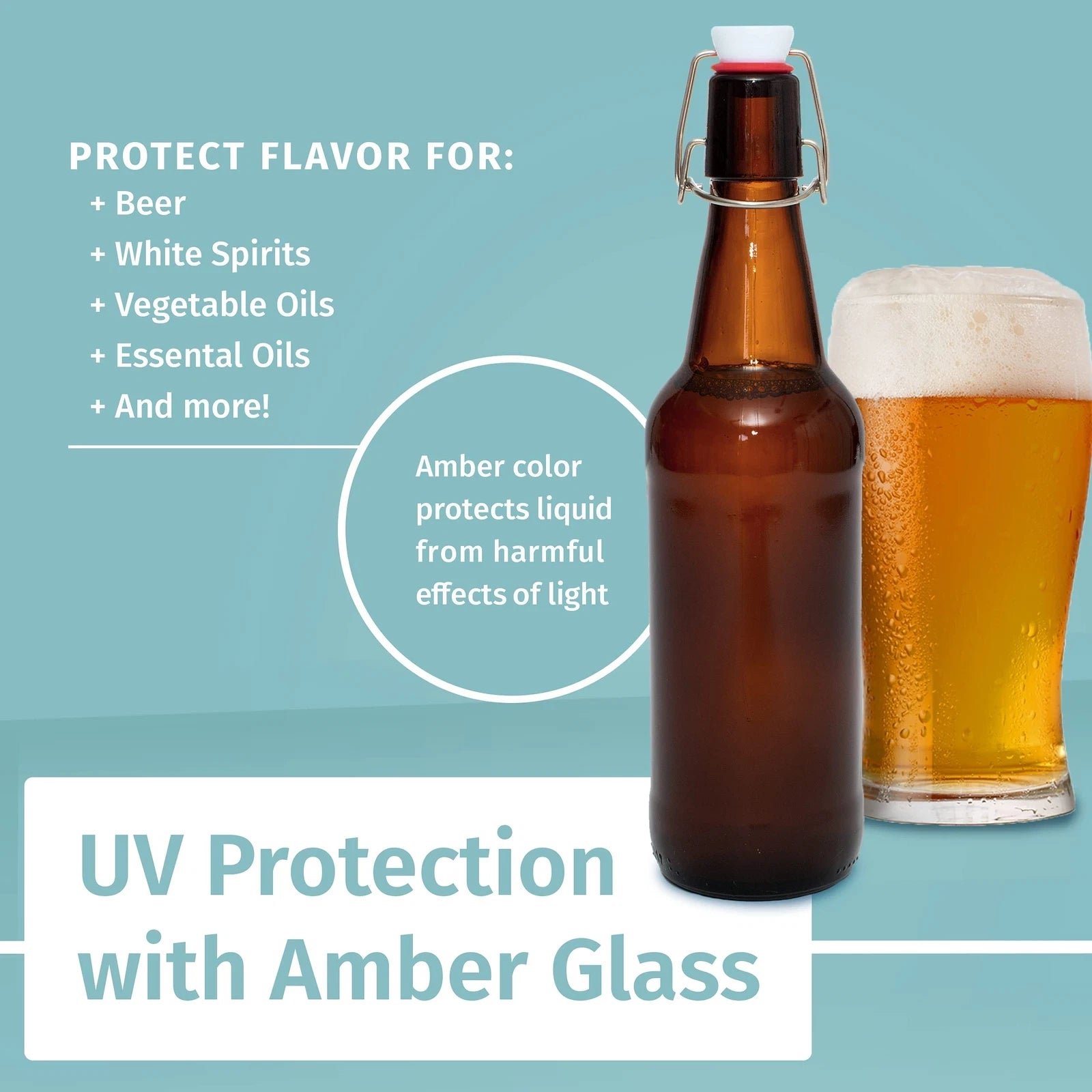 Swing Lid Glass Bottles 16 oz Amber, Set of 6, for Kombucha, Kefir, Beer Brewing | eBay