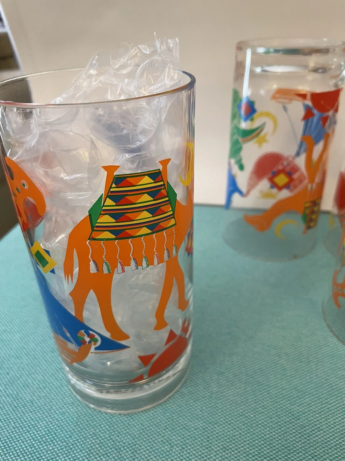Four Arab Motifs Shatterproof Glasses Acrylic Camel, Hawk, Moon, Arabia | eBay