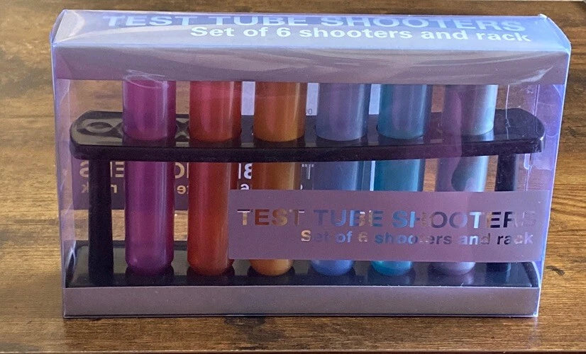 Test Tube Shooters Set Of 6 Shooters And Rack Metallic Colors Brand New | eBay