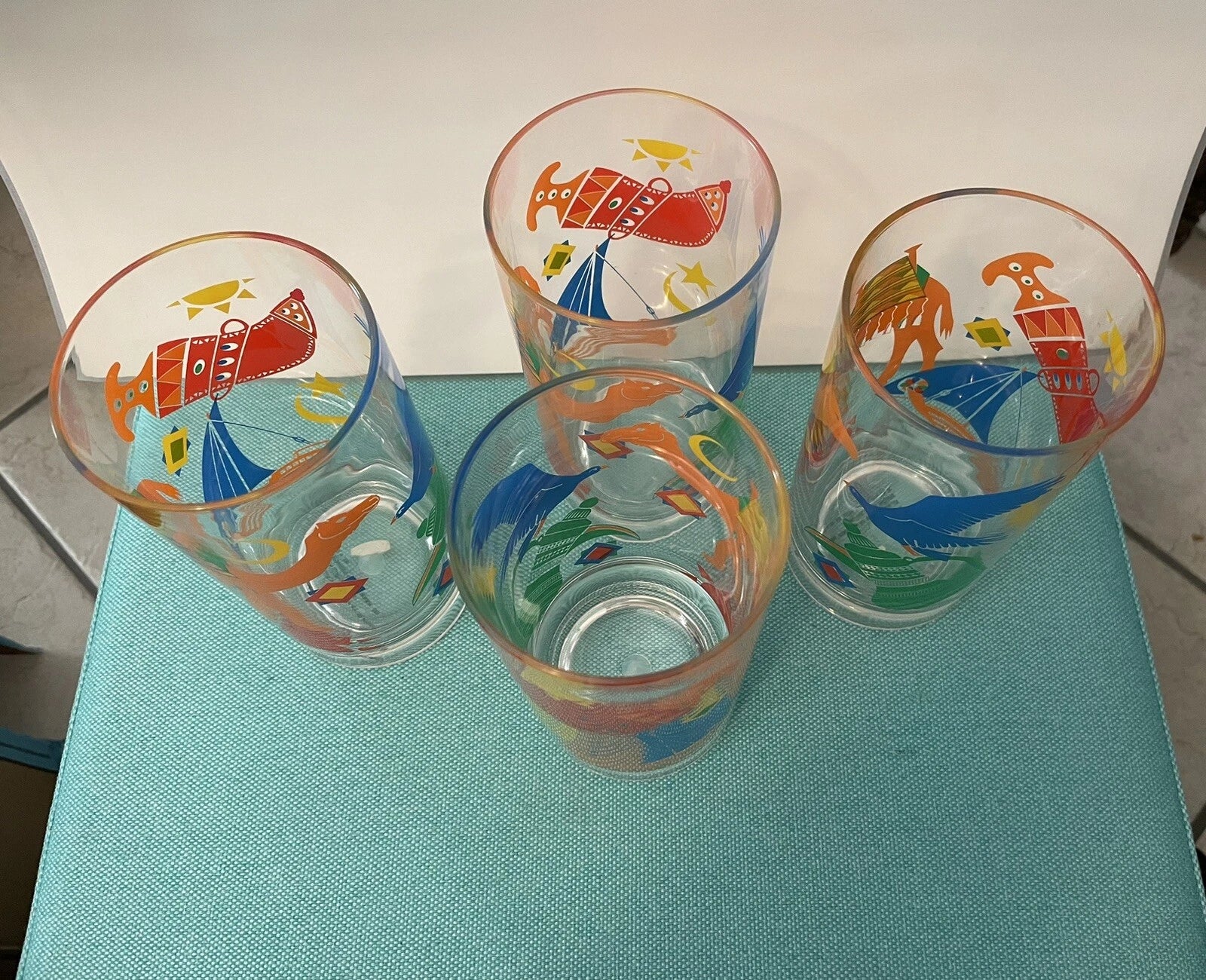 Four Arab Motifs Shatterproof Glasses Acrylic Camel, Hawk, Moon, Arabia | eBay