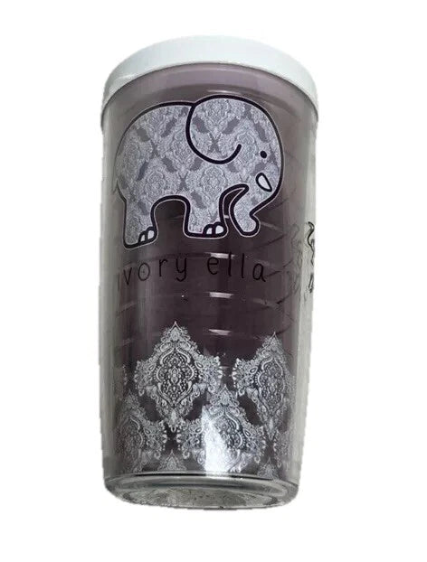 IVORY ELLA Elephant Purple & White Water Bottle 6 1/2 " | eBay