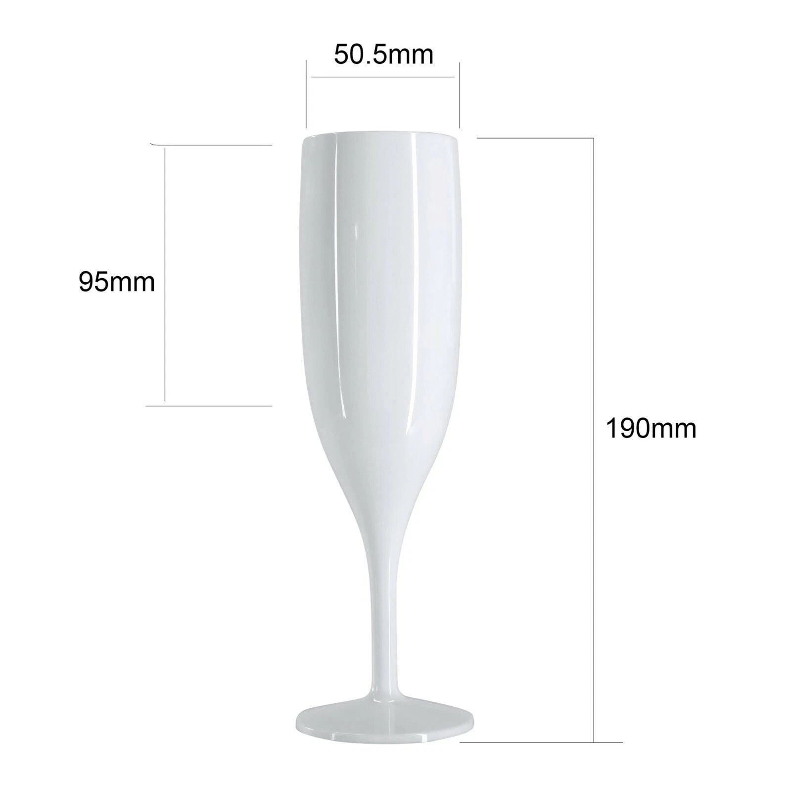 6 x White Plastic Champagne Flutes Reusable 175ml Prosecco Glasses Washable | eBay