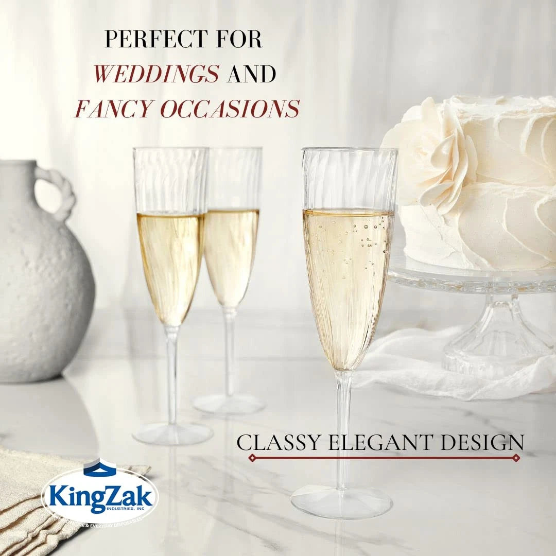 96 Count Premium Champagne Flutes 6 oz. Clear Hard Plastic 1-Piece Disposable... | eBay