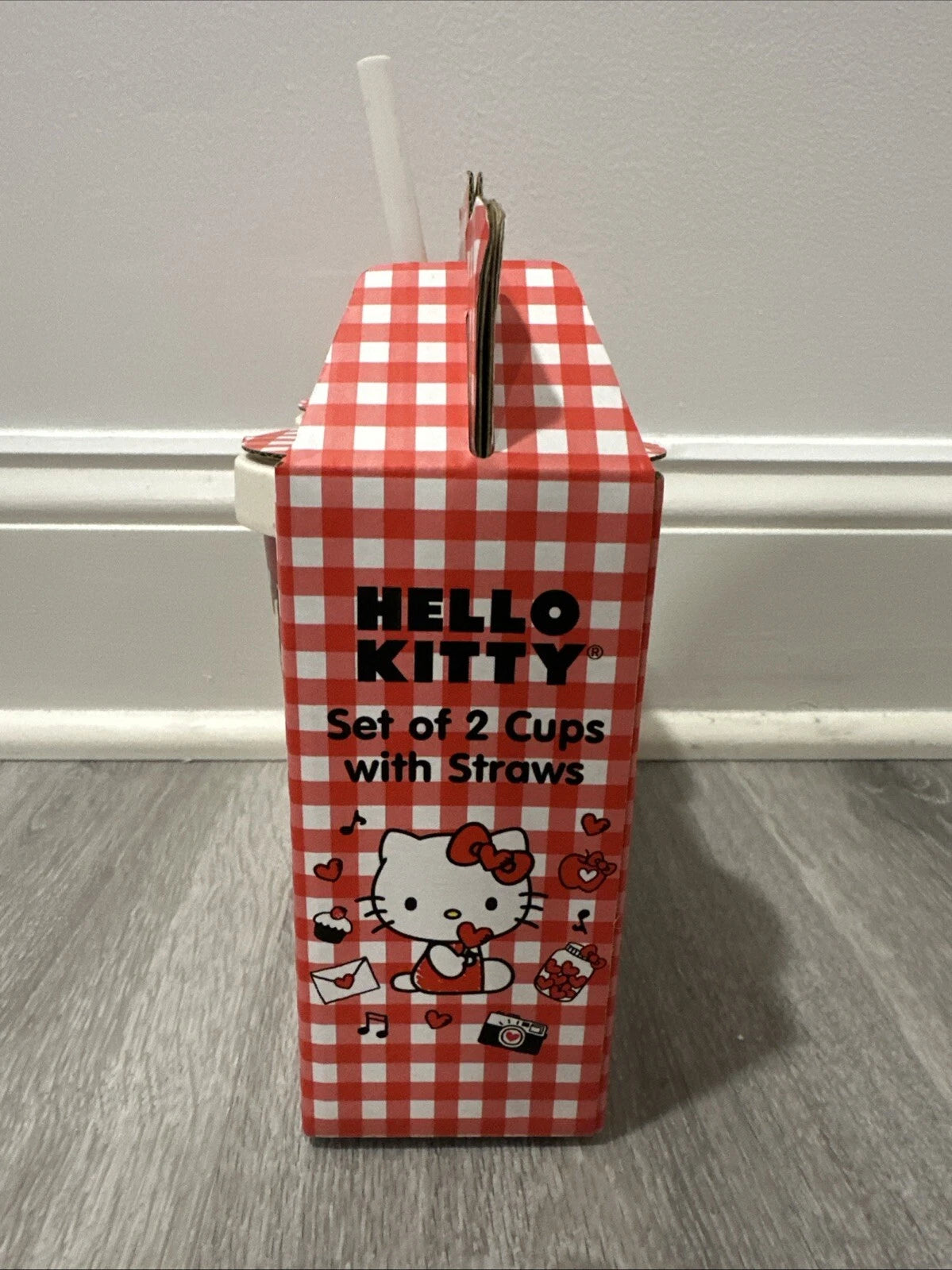 Hello Kitty Valentines Tumbler/Set Of 2 Cups with Straws/Hearts, Heart Glasses. | eBay