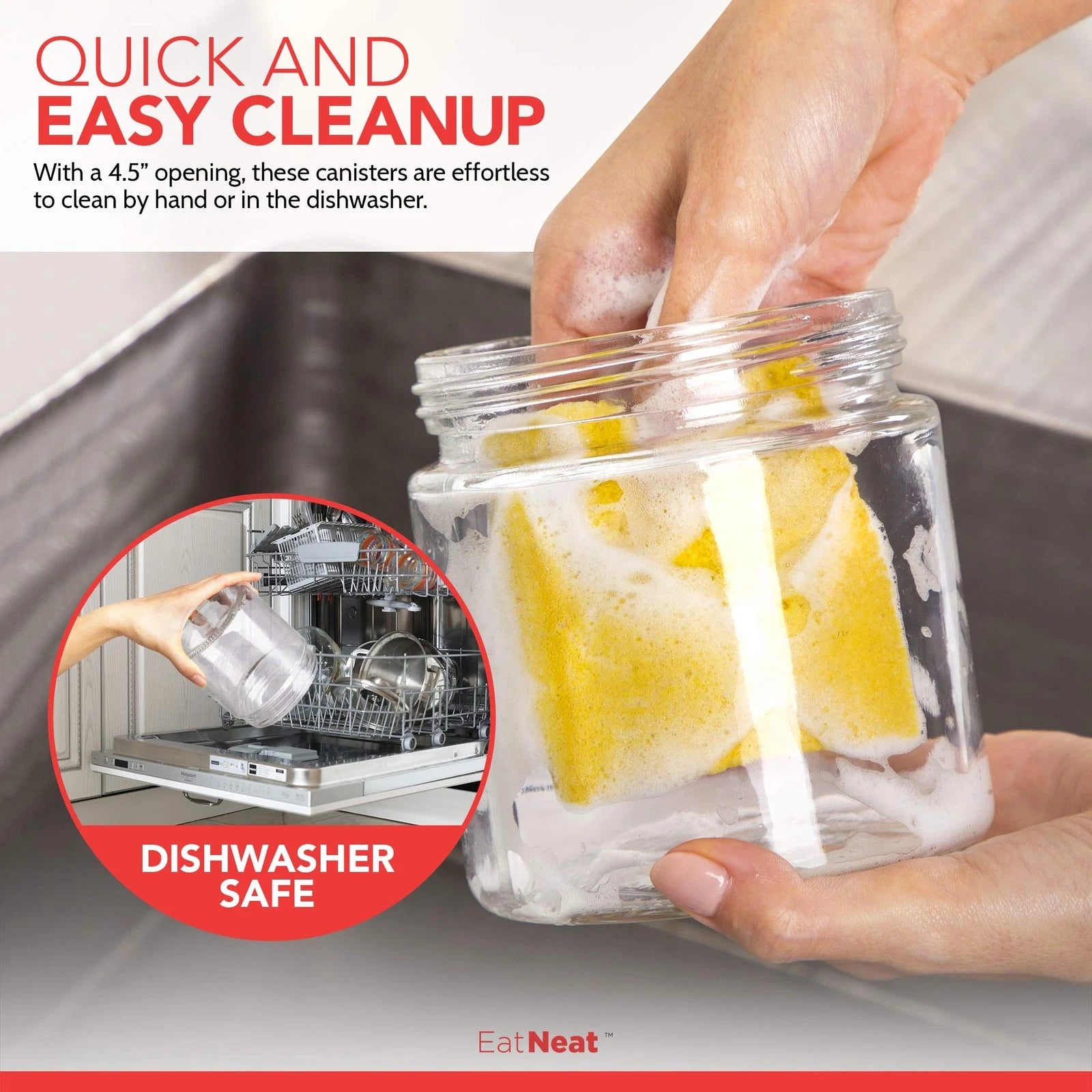 EatNeat Set of 4 Glass Canisters with Stainless Steel Lids - Sleek Airtight G... | eBay