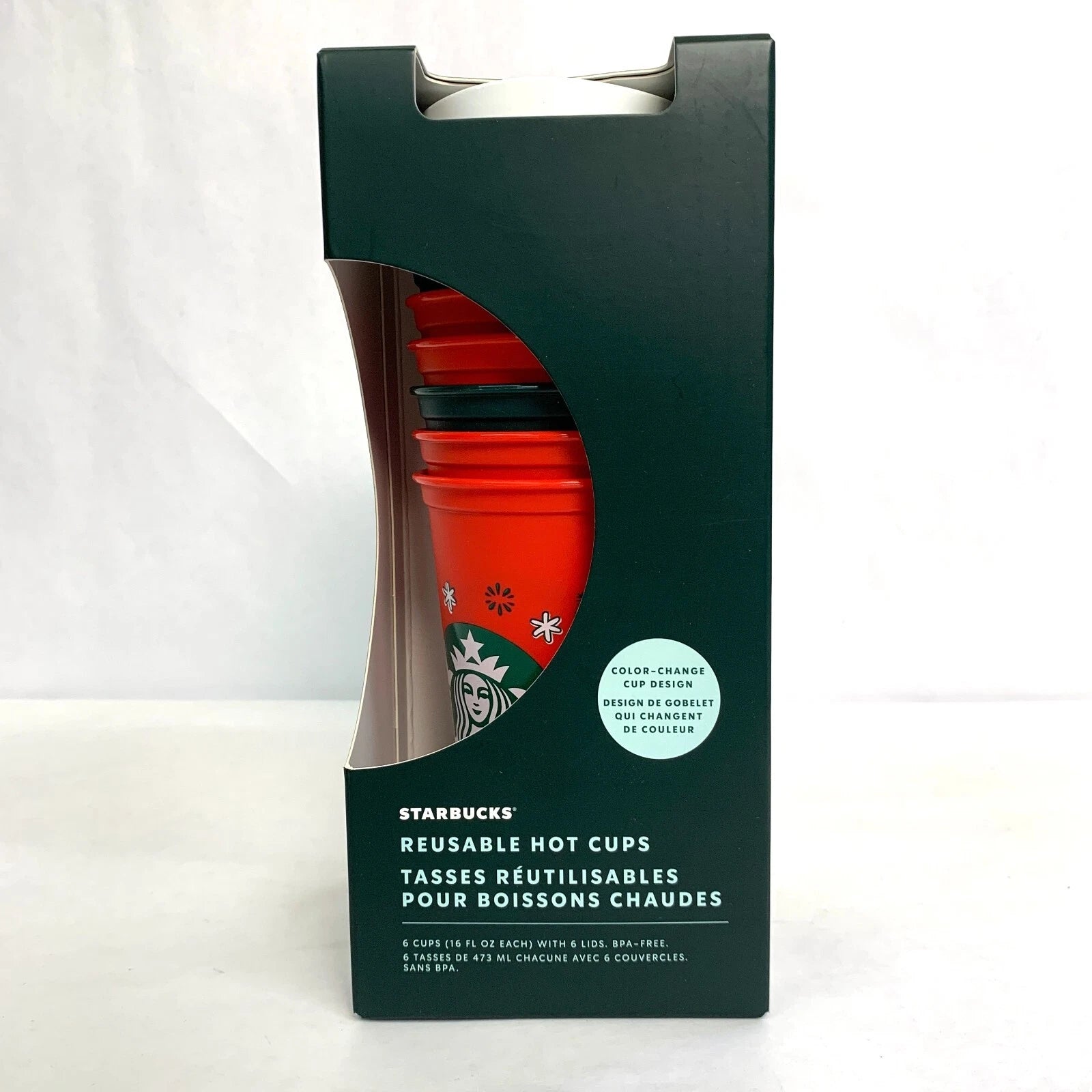 2022 Starbucks Set 6 Holiday Color Changing Reusable Hot Cups With Lids NEW 16oz | eBay