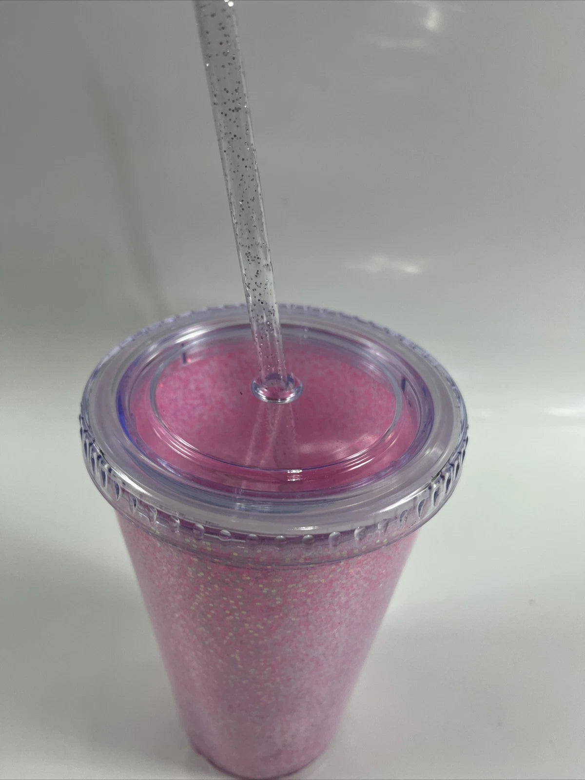 Handcrafted 16oz Acrylic Snow Globe Tumbler Fixed Pink Glitter | eBay