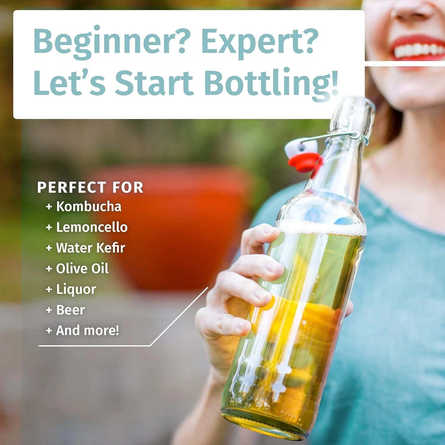 Elegant 16oz Clear Glass Bottles with Caps & Labels - Perfect for Home Brewing | eBay