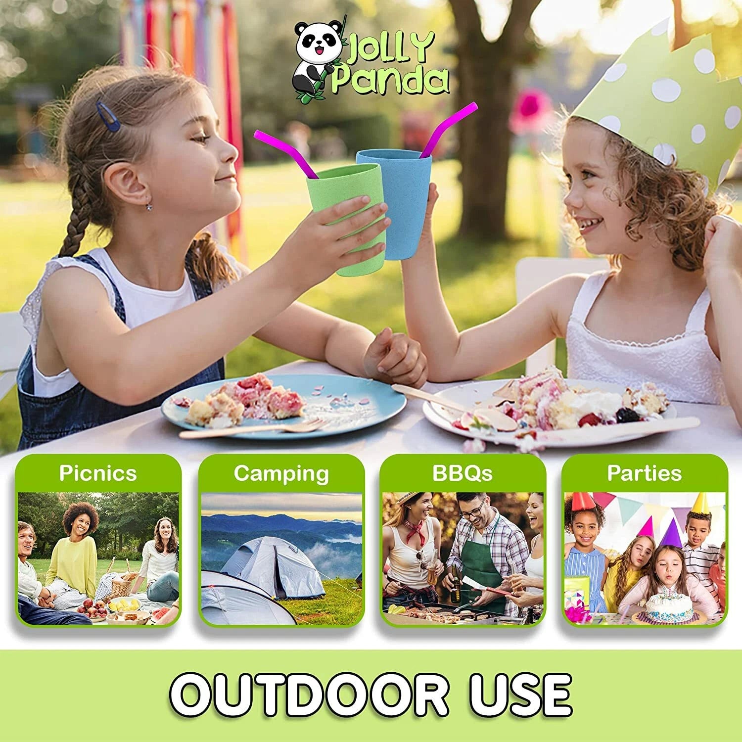 Eco Friendly 6 Items Unbreakable Reusable Drinking Cups 4(12 OZ) Cups & 2 Straws | eBay