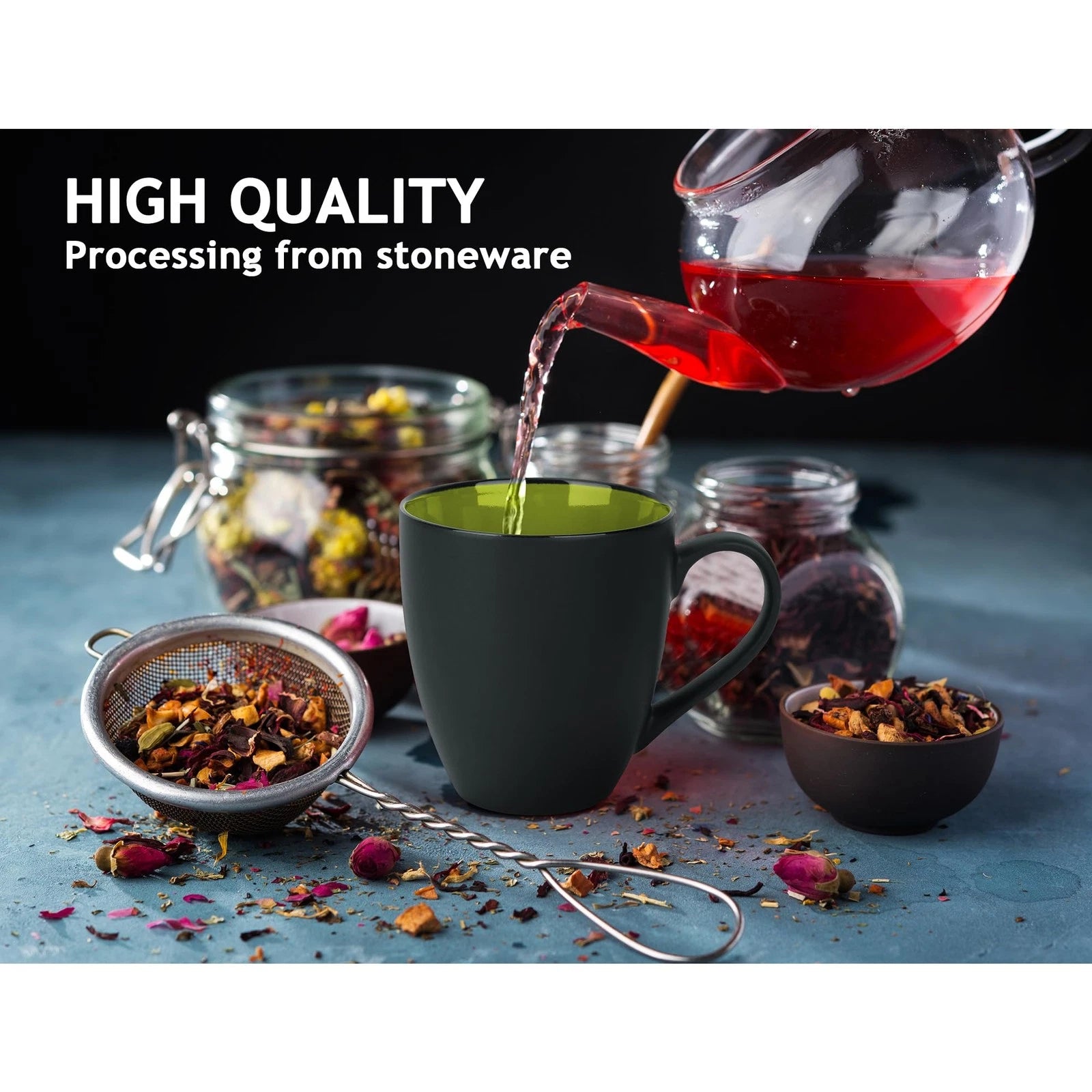 MIAMIO - Set of 6 Stoneware Coffee Mugs 12 Ounce/cup Set - Le Papillon | eBay