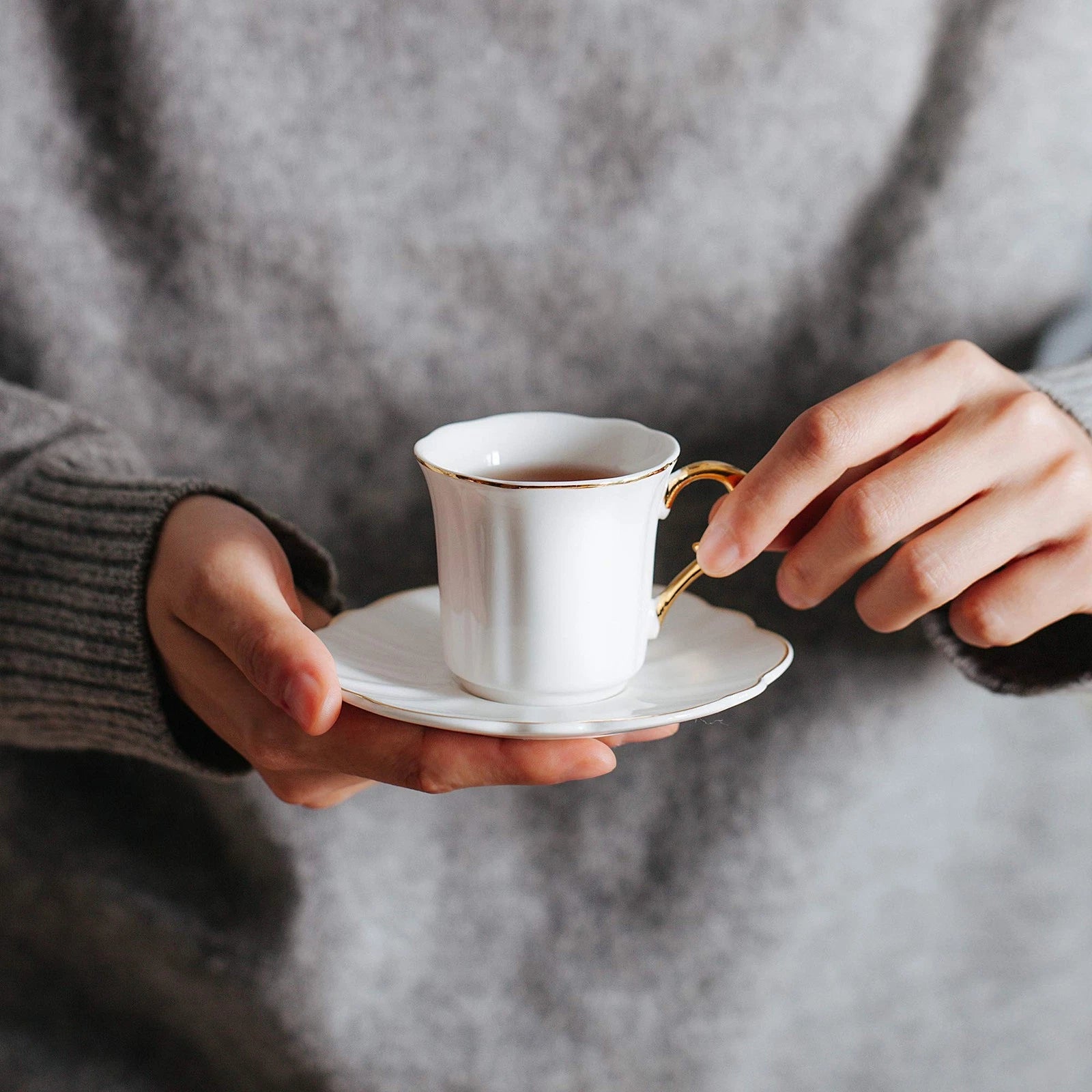 Brew To A Tea White Espresso Cups with Saucers, Set of 6 (2.4 oz), Porcelain ... | eBay
