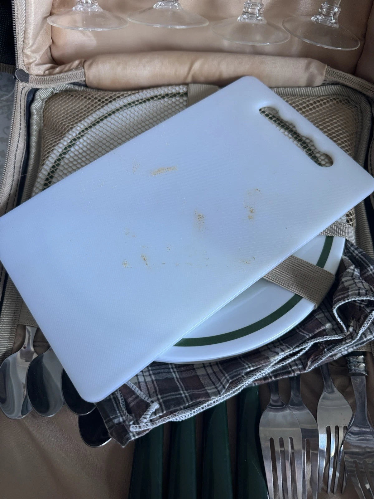 Picnic Backpack With Plastic Plates/plastic Wine Glasses For Party Of 4 | eBay