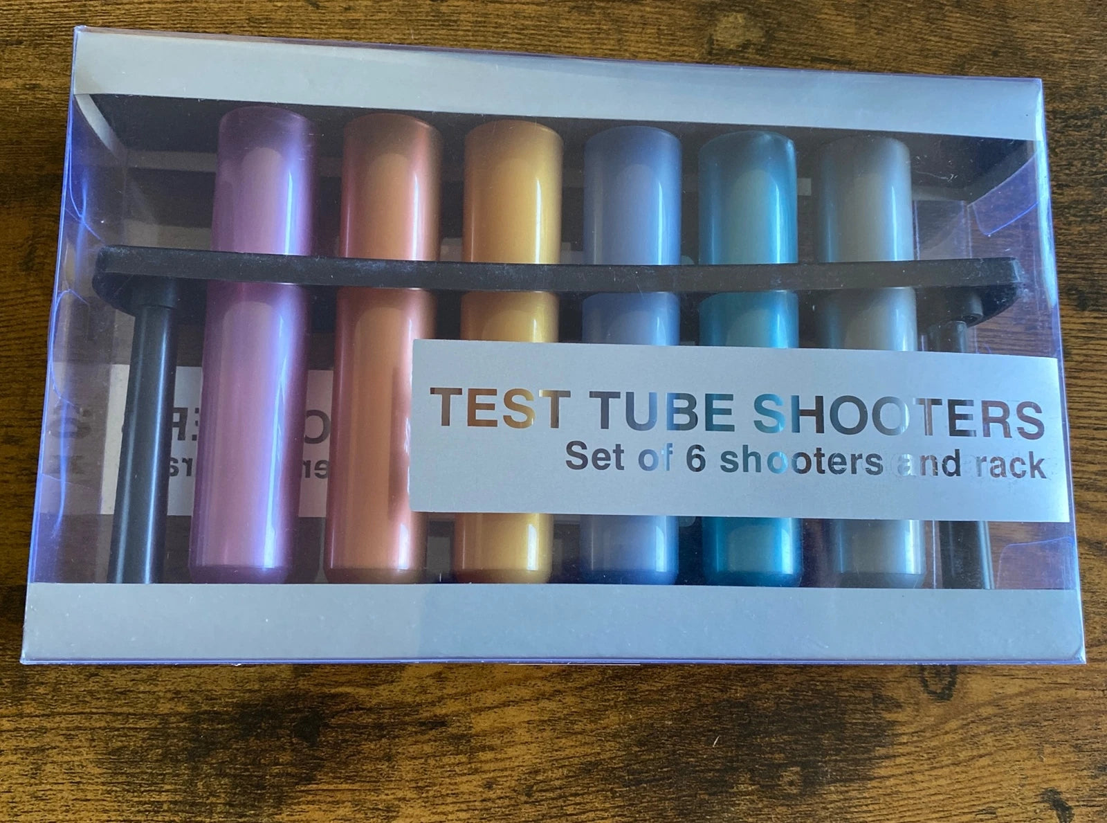 Test Tube Shooters Set Of 6 Shooters And Rack Metallic Colors Brand New | eBay