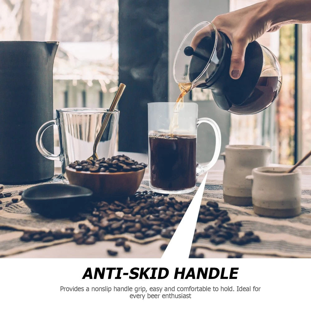 Set of 2 Transparent Beer Mug Coffee Mugs for Men Clear Drinking Cup | eBay