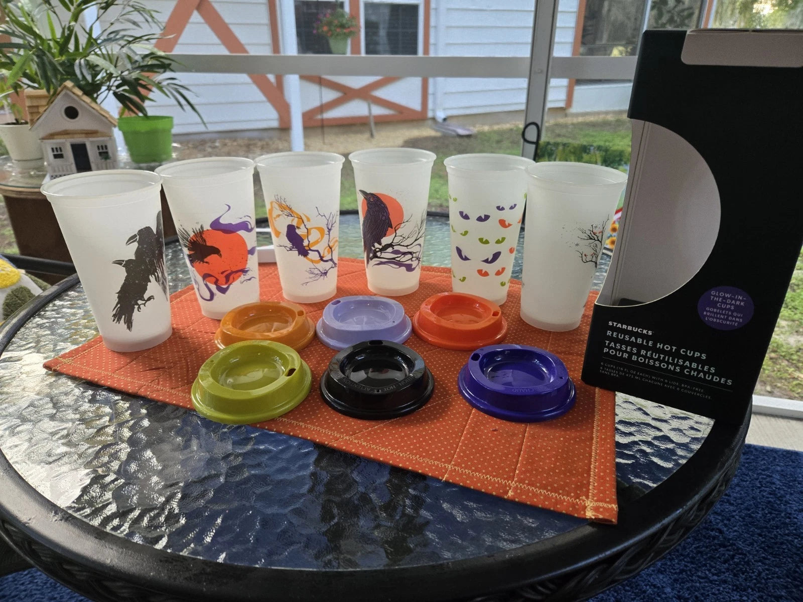 STARBUCKS Halloween Reusable Hot Cups Glow In The Dark Set Of 6 2022 W/Lids NEW | eBay