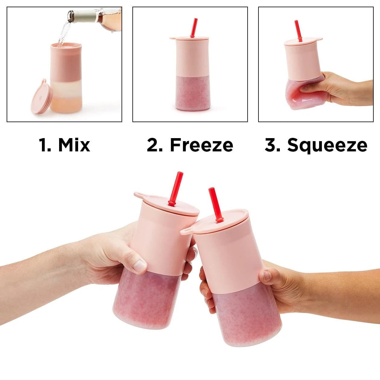 Frozen Cocktail Silicone Tumbler, Set of 2, Pink | eBay