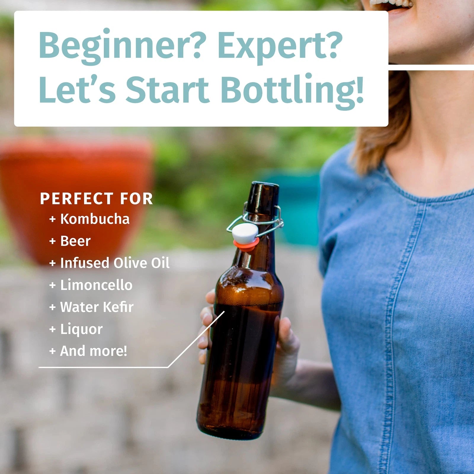 Swing Lid Glass Bottles 16 oz Amber, Set of 6, for Kombucha, Kefir, Beer Brewing | eBay