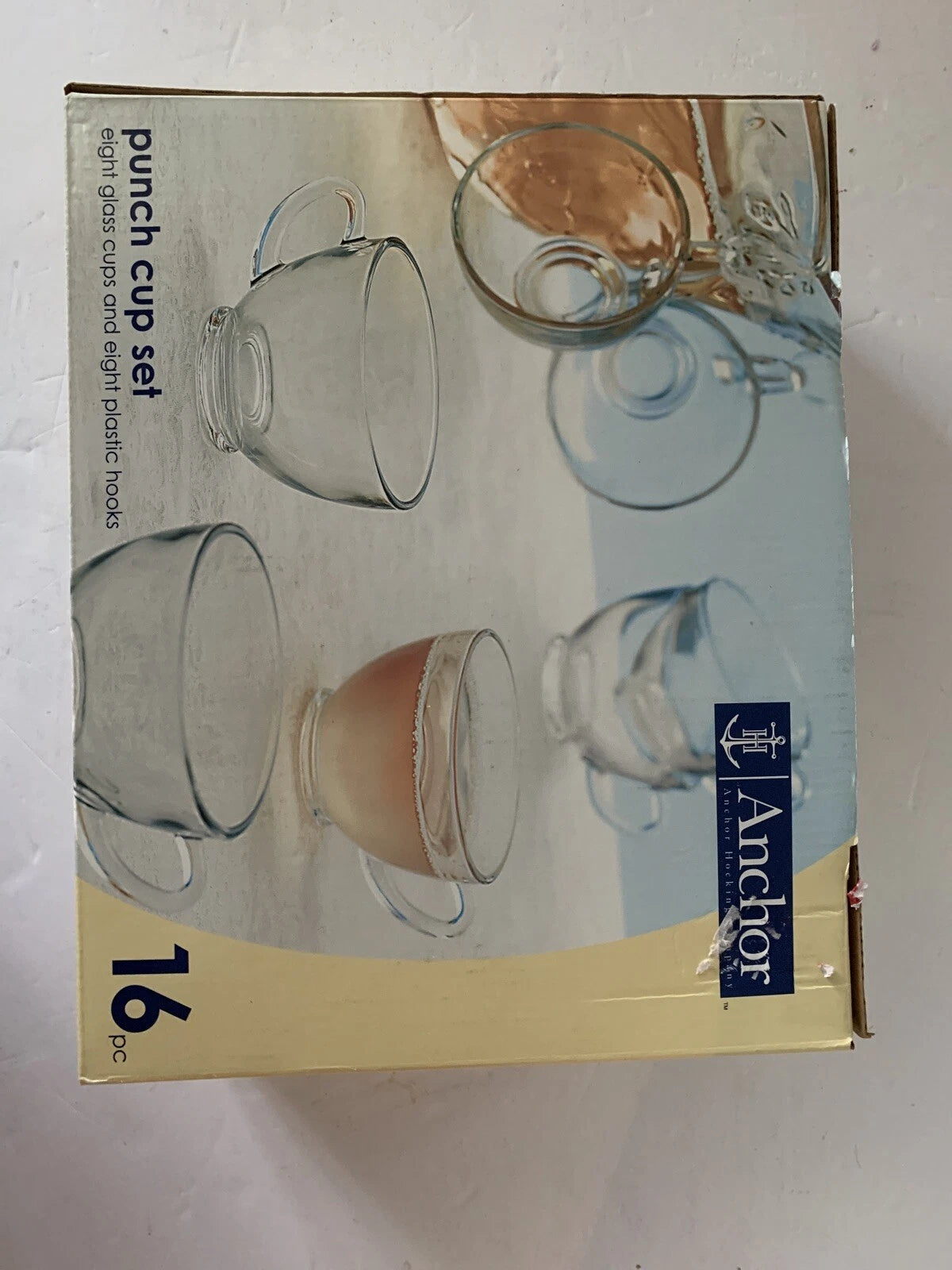 Anchor Hocking Glass Punch Cup Set 8 Cups and 8 Plastic Hooks | eBay