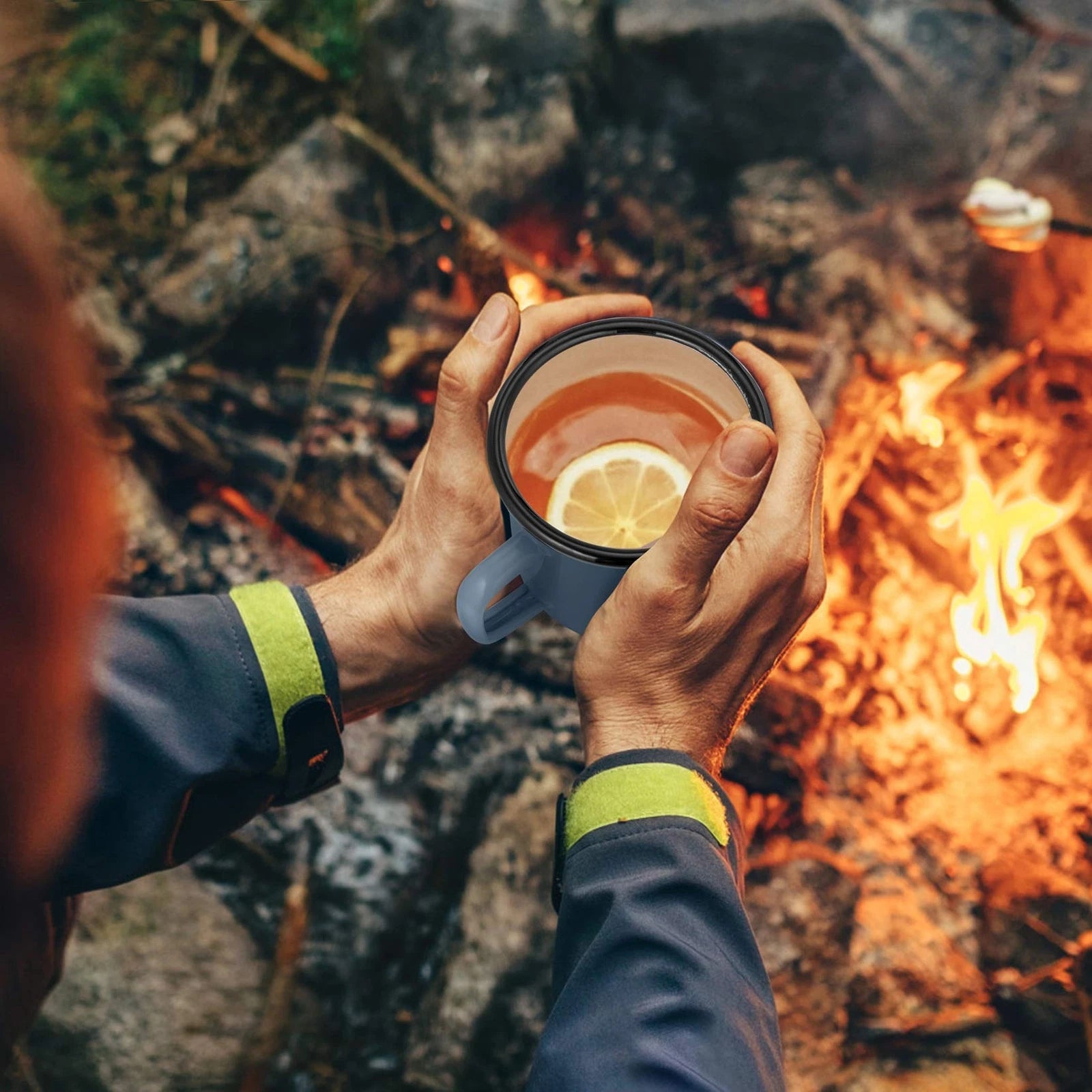 Blue Enamel Coffee Mugs Set of 6 12oz Small Camping Enamel Tea Cups for Indoo... | eBay