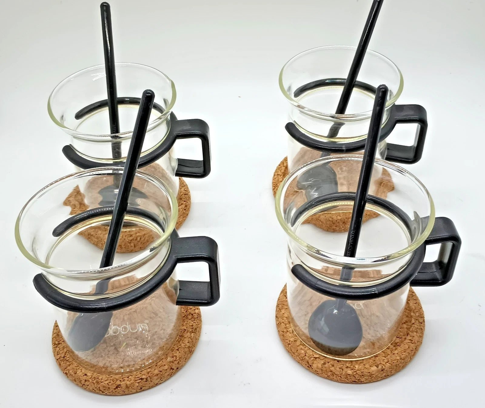 Bodum Bistro Coffee Cups Original Black Picard Mugs Coasters Spoons Set of 4 | eBay