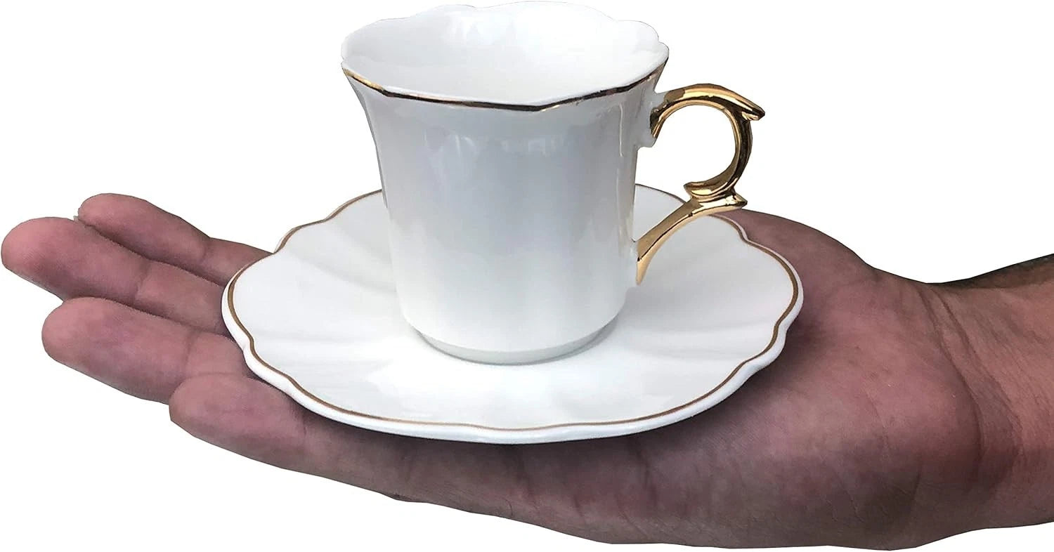 Brew To A Tea White Espresso Cups with Saucers, Set of 6 (2.4 6, | eBay