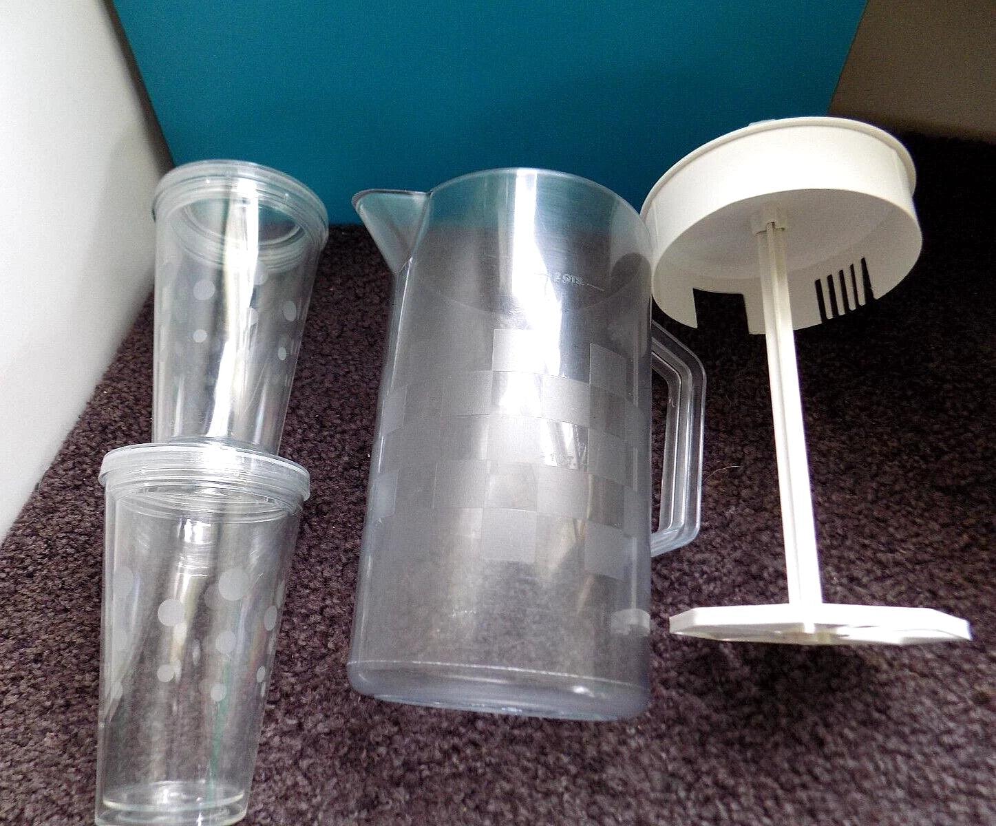 Pampered Chef Lot ~ Quick Stir Pitcher & 2 Double Wall Tumblers, Straw Lids | eBay