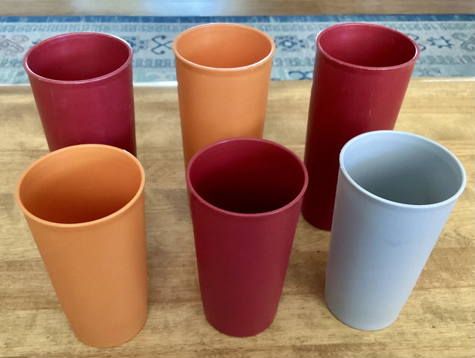 Lot of 6 VTG TUPPERWARE Tumblers, 2 Sizes, Dark Red, Orange, Gray, USA | eBay