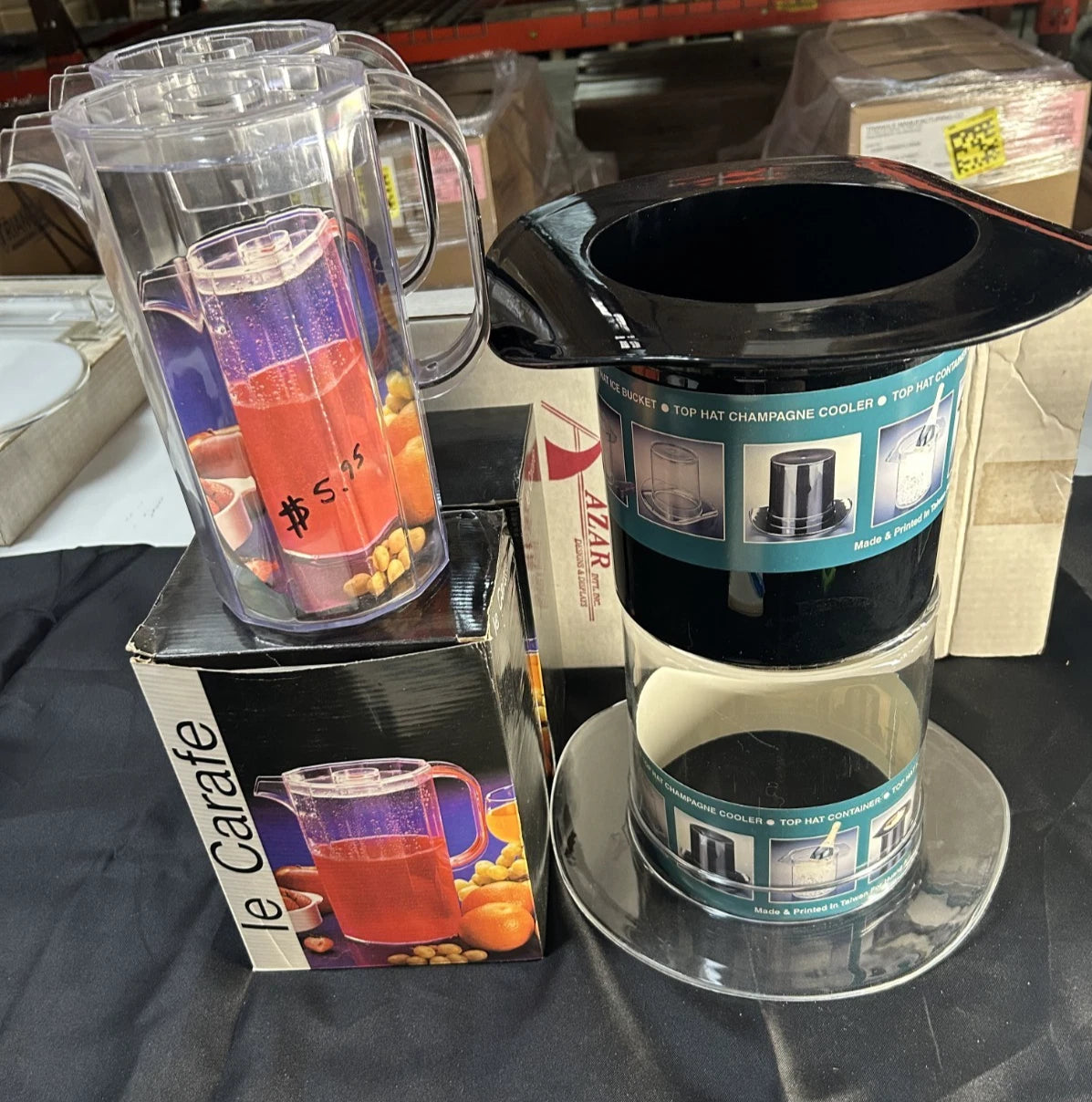 6 Piece Drinkware - 2 Retro Top Hat Ice Buckets & 4 Le Carafes Pitchers NEW D25 | eBay