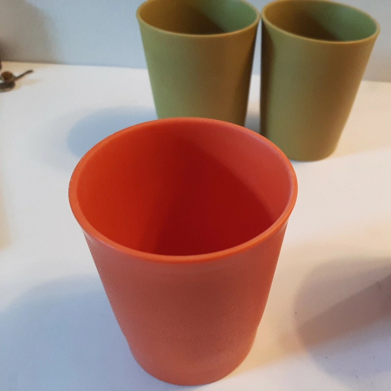 4 Tupperware Small Stackable Tumbler Cups Set #1251 Olive Green Orange 6 oz. USA | eBay
