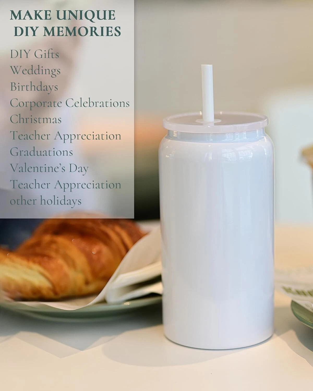 Durable 6 Pack Sublimation Cups with Lids & Straws - Perfect for Travel Drinks | eBay