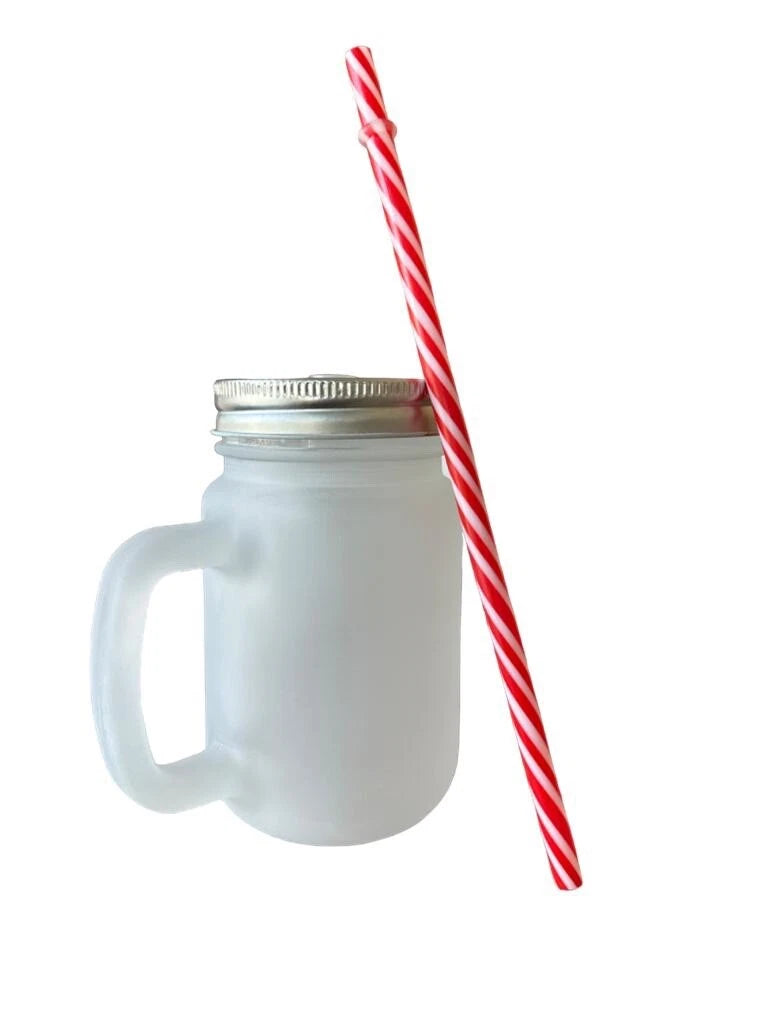 CLASSIC GLASS PITCHERS WITH RED PLASTIC STRAWS FOR COLD SUBLIMATION 15OZ NEW | eBay