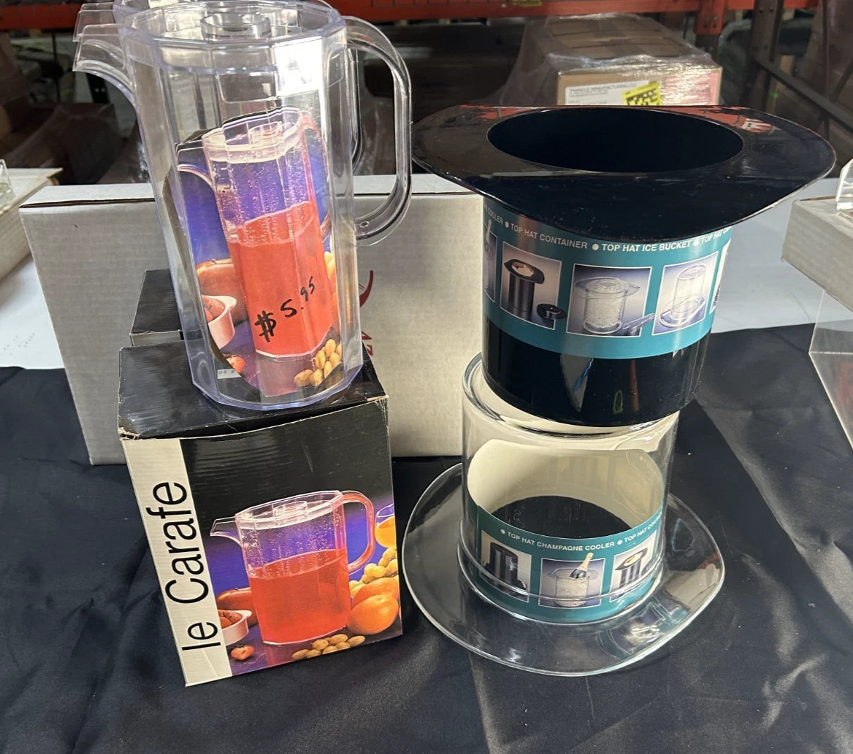 6 Piece Drinkware - 2 Retro Top Hat Ice Buckets & 4 Le Carafes Pitchers NEW D25 | eBay