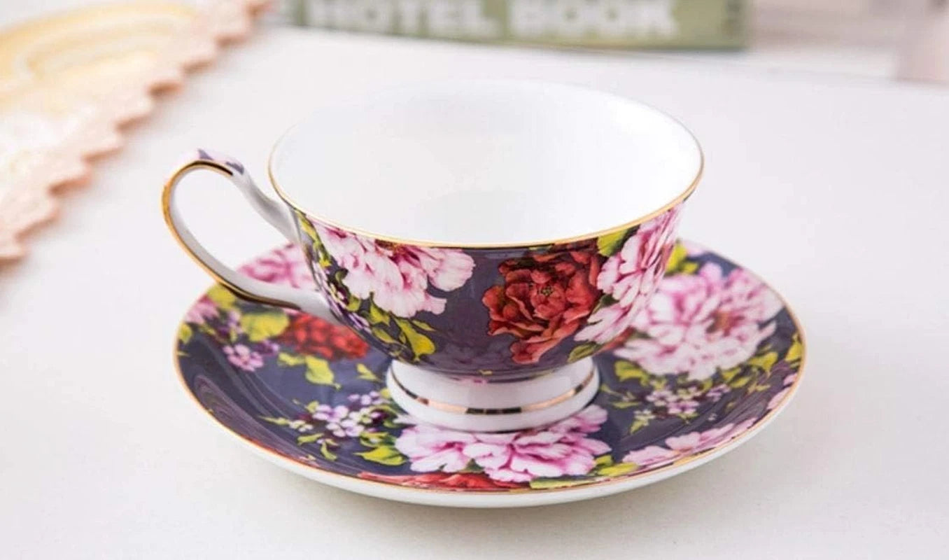 Btat- Tea Cups, Tea Cups and Saucers Set of 6, Tea Set, Floral Tea Cups (8Oz), T | eBay