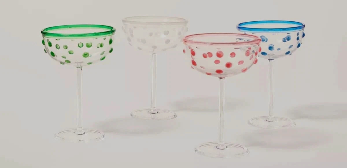 8.11oz 4pc Polka Dot Acrylic Coupe Drinkware Set *NEW* kate spade x target | eBay