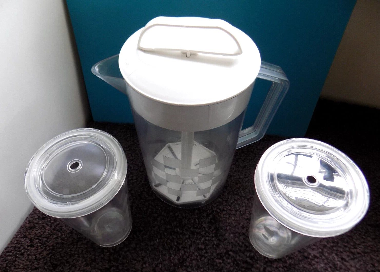 Pampered Chef Lot ~ Quick Stir Pitcher & 2 Double Wall Tumblers, Straw Lids | eBay