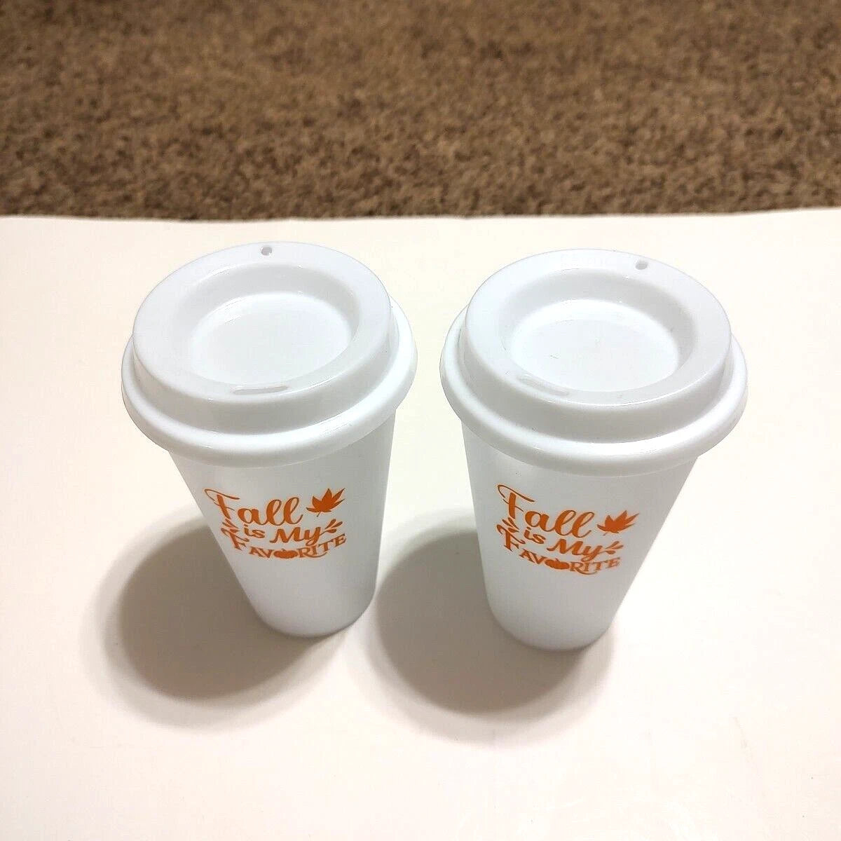 Perfect Harvest Is My Favorite Coffee 2 Go Tumbler w/ Lid 2 pk 16oz Orange Leaf | eBay
