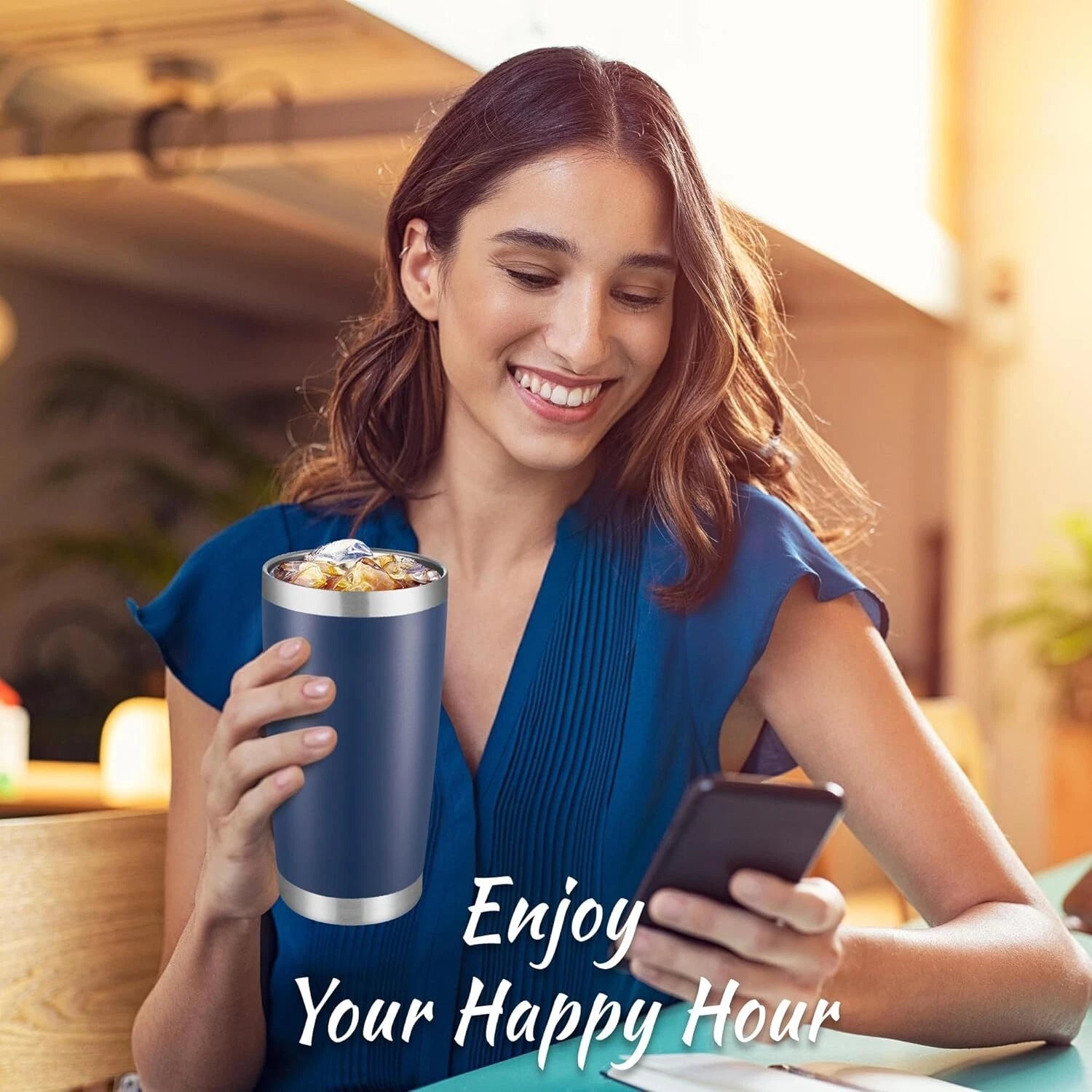 Fashionable 20 oz Vacuum Insulated Tumblers with Lid - Navy 6 Pack for Travel | eBay