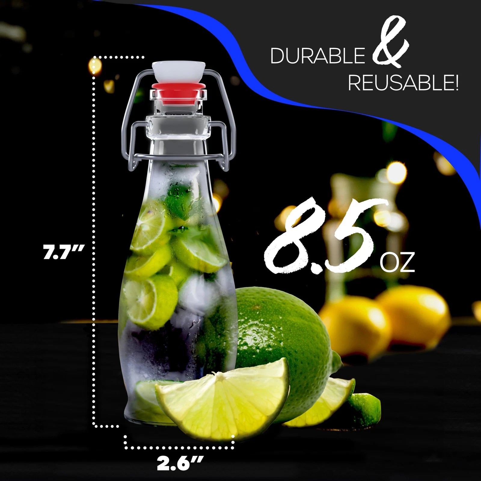 8.5 Oz Swing Top Glass Bottles |Set of 6 Flip Top Glass Bottle with Stopper |... | eBay