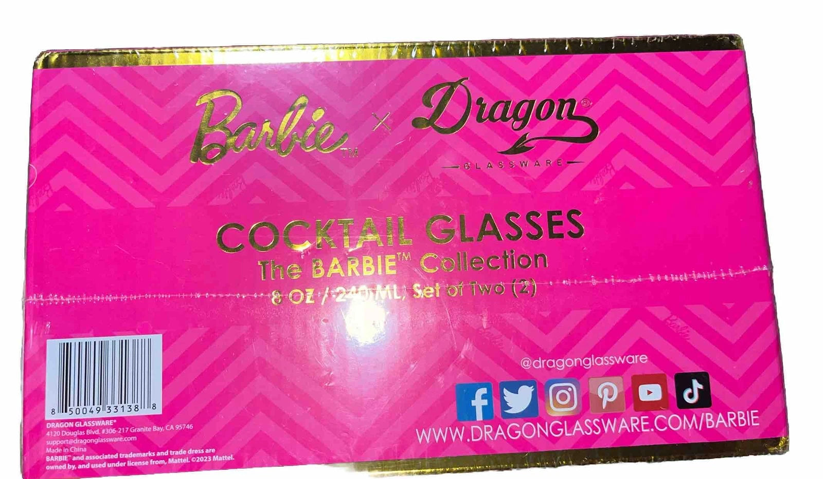 Barbie x Dragon Glassware Cocktail Pink & Magenta Double Wall 2/B6 Barbie Core | eBay