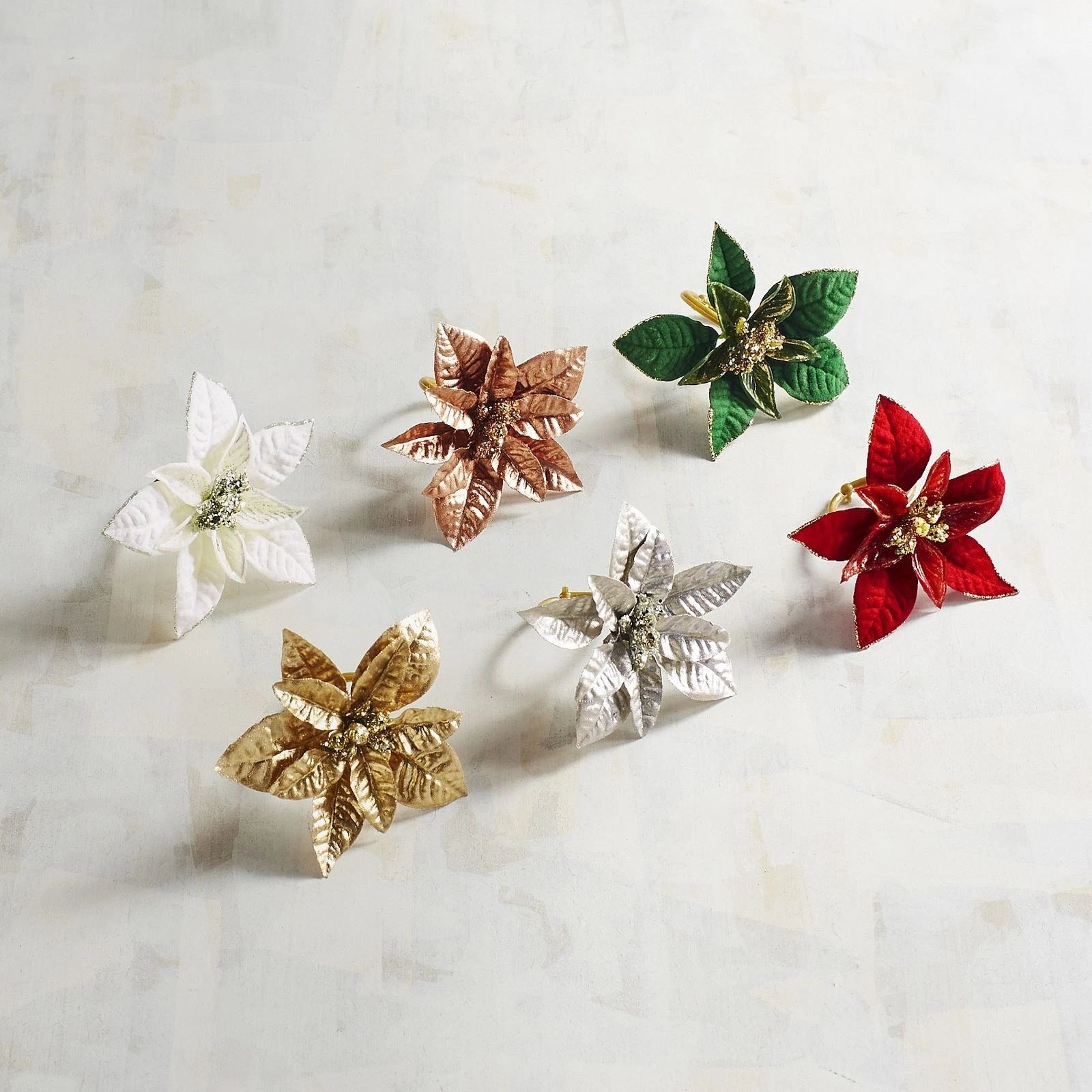 Christmas Winter Poinsettia Wine Glass Drink Charms Set of 6 NIB Pier 1 | eBay