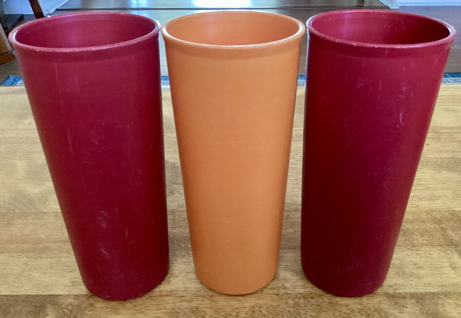 Lot of 6 VTG TUPPERWARE Tumblers, 2 Sizes, Dark Red, Orange, Gray, USA | eBay