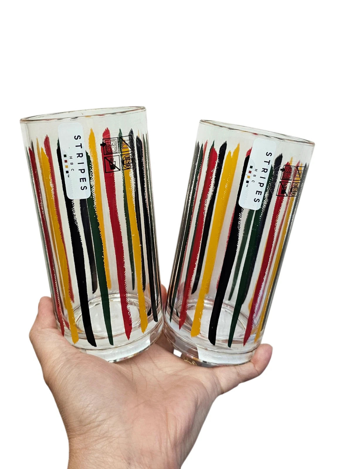 NEW 2 Hudson's Bay HBC Stripes Multistripe Acrylic Patio Glass 520ml | eBay